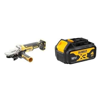 DEWALT - DCG405FN-XJ - Cordless Angle Grinder XR 18V 5Ah Li-Ion - DCB182-XJ - Cordless Angle Grinder with Side Handle and Automatic Braking & XR 18V 4Ah Li-Ion Battery