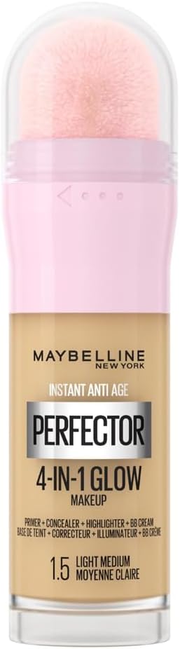 Maybelline New York - 4-in-1 Illuminating Complexion Perfector - Base/Concealer/BB Cream/Highlighter - Instant Glow Perfector 4-in-1 Foundation - Shade: Light Medium (1.5) - 20 ml - Image 1