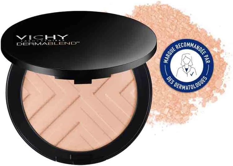Vichy, Dermablend Covermatte, Fond de Teint Poudre Compacte, Anti-Imperfections, Longue Tenue 12H, Haute Couvrance, SPF 25, Adapté aux Peaux Sensibles, Teinte : Nude 25, 9,5 g - Image 1