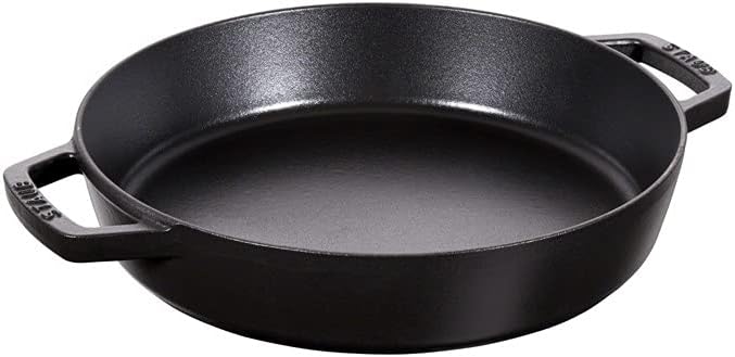 STAUB Cast Iron Frying Pan with Double Handle, Round, Diameter 20 cm, Matt Black - Image 1