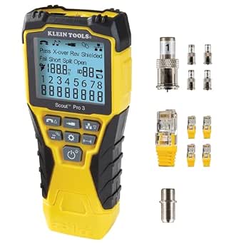 Klein Tools VDV501-851 | Scout Pro 3 Ethernet Cable Tester Kit with Remote Controls and Adapter | Voice Data and Coax Test | Length Measurement Up to 610 M | Backlight Screen - Image 1