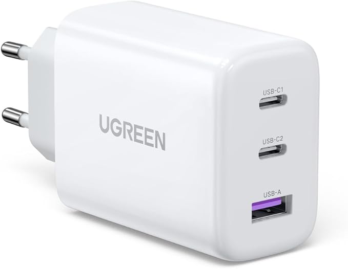 UGREEN Zapix 65W USB C Fast Charger 3 Ports GaN Tech Compatible with iPhone 17 Pro Max Air 16 Plus 15 14 13 12 MacBook M4 M3 M2 M1 Galaxy S25 Ultra S24 A15 Pixel 9 8 iPad Pro Air Dell XPS (White) - Image 1