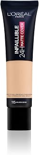 L'Oréal Paris Cover Liquid Foundation, with 4% Niacinamide, Long-Lasting, Natural Finish, Available in 20 Shades, SPF 25, 32H Foolproof Matte Coverage, Shade 115, 30 ml - Image 1
