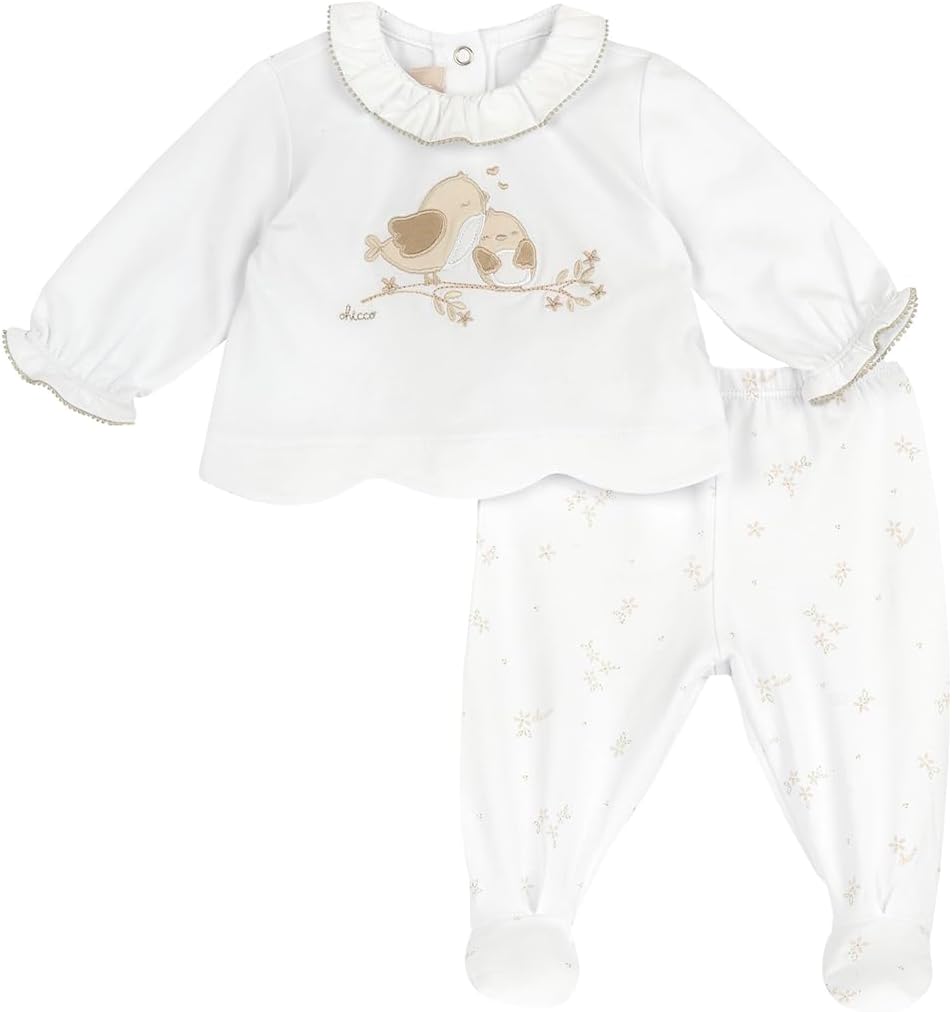 Chicco, Baby Set, Wrap and Footed Trousers in Soft Cotton, Ideal for Spring and Autumn, Newborn Gift Ideas, Designed in Italy, ClothesBaby 0-24 Months - Image 1