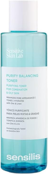 Sensilis - Purify Balancing Toner, Purifying and Anti-Redness Toner for Combination and Oily Skin with Hyaluronic Acid, Zinc and Flax - 200 ml - Image 1