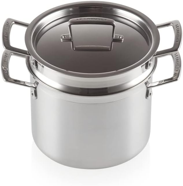 Le Creuset 96200520001000 Steaming Pot with Lid 20 cm, Stainless Steel 3-ply, Capacity 5 L, Silver,96200520001000 - Image 1