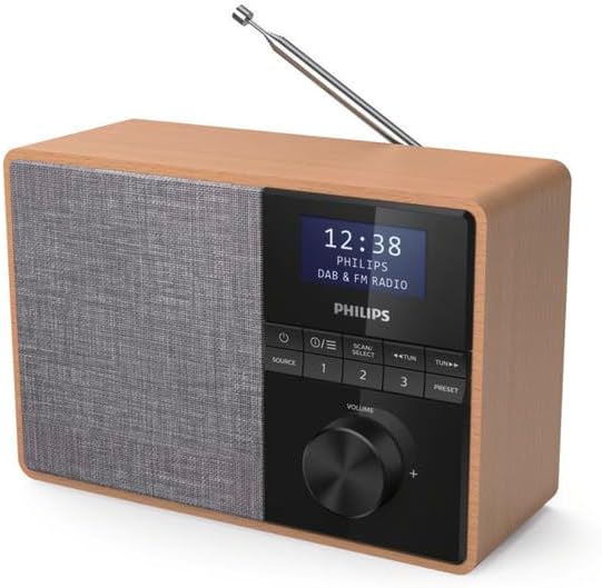 Philips Audio TAR5505/10 Radio Portable, Radio de Cuisine (Bluetooth, Étui Bois, Radio Dab+, Diaphragme 3 Pouces à Large Bande, Minuteur de Cuisine, Fonctionne sur Réseaux Ou à Piles, Noir - Image 1
