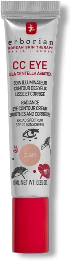 Erborian - CC Eye Crème Contour des Yeux à la Centella Asiatica - Soin Hydratant, Illuminateur et Correcteur Teinté - Protection Solaire SPF 20 - Lisse et Corrige les Cernes