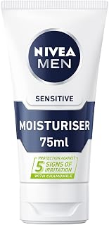 NIVEA MEN Sensitive Crème hydratante pour le visage (75 ml) avec 0 % d'alcool, fabriquée pour les peaux sensibles, essentiels pour les soins de la peau pour homme - Image 1
