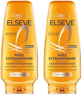 L'Oréal Paris - Après-Shampooing Nutrition Profonde pour Cheveux Secs - Nourrit & Démêle - 8 Semaines de Nutrition & de Brillance - Huiles Rares de Marula & Camélia - Elseve Huile Extraordinaire - Image 1