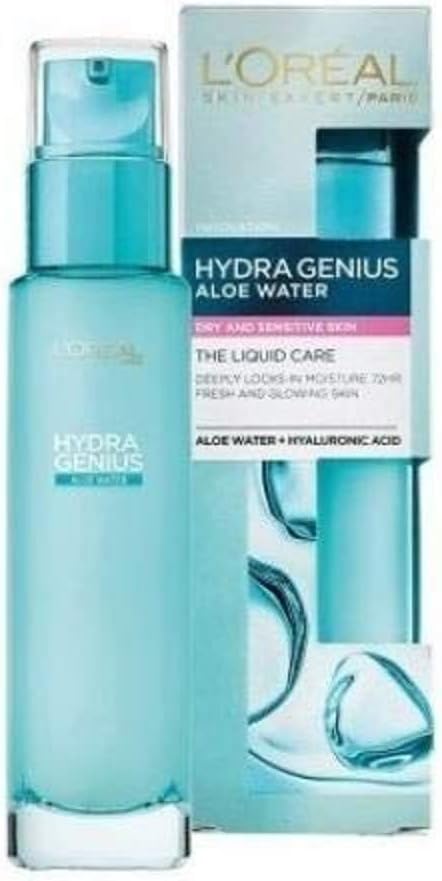 L'Oreal Paris Face Care Caring Hydra Genius Aloe Water Liquid Moisturizer for Dry and Sensitive Skin Care 70 ml - Image 1