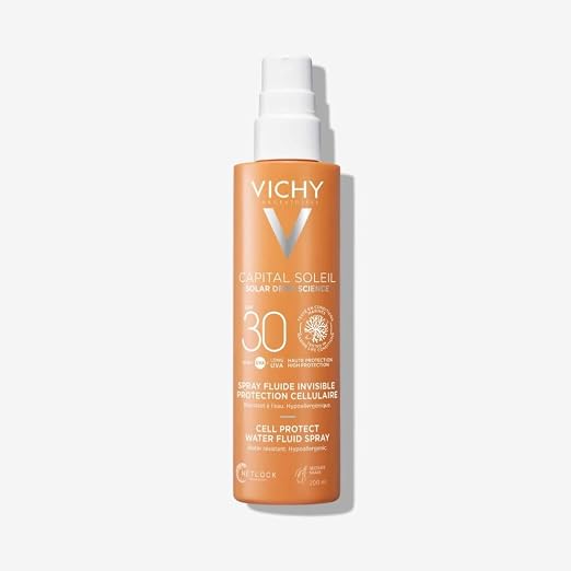 Vichy, Capital Soleil, Crème Solaire SPF30, Visage et Corps, Résiste à l'Eau, Protection Très Large Spectre UVA et UVB, Tous Types de Peaux, Format Spray, 200 ml - Image 1