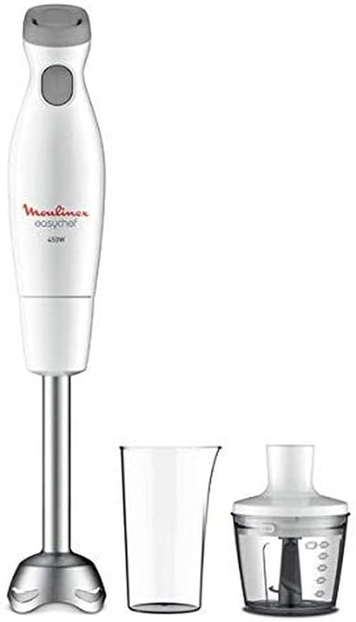 Moulinex DD4521 Easychef 2-in-1 Hand Blender with 800 ml Glass and 500 ml Chopper Accessory, 2 Speed Settings, Easy to Clean, 450 Watt Power - Image 1