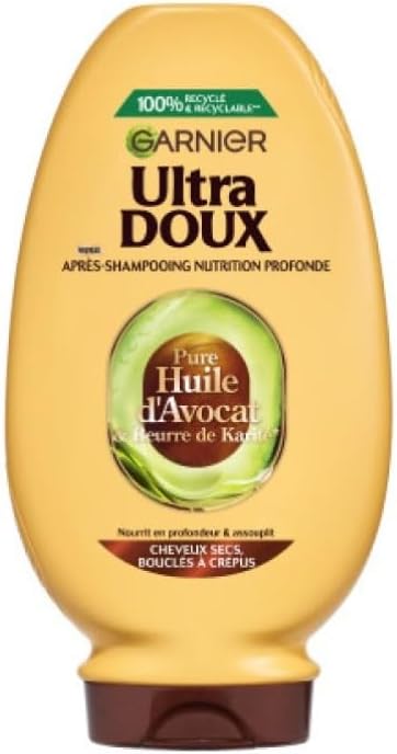 Garnier Ultra Doux - Après-Shampooing pour Cheveux Secs, Bouclés à Crépus - À l'Huile d'Avocat et Beurre de Karité - Texture Crémeuse et Onctueuse - 360 ml - Homme & Femme - Image 1