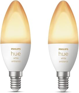 Philips Hue White Ambiance, lot de 2 ampoules connectées E14, compatible Bluetooth, fonctionne avec Alexa, Google Assistant et Apple Homekit - Image 1