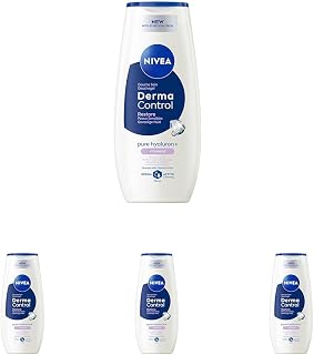NIVEA - Gel Douche Corps Derma Control Restore - Douceur & Soin - Enrichi En Acide Hyaluronique Pur & Vitamine E - Parfum Hypoallergénique - pH Neutre - Peaux Sensibles - 250 ml (Lot de 4) - Image 1