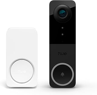 Philips Hue Secure – Sonnette vidéo Filaire et Carillon connecté — Caméra de Surveillance extérieure résolution 2K avec Audio bidirectionnel et Vue Infrarouge, intégration avec Les Lampes Hue, Noir - Image 1