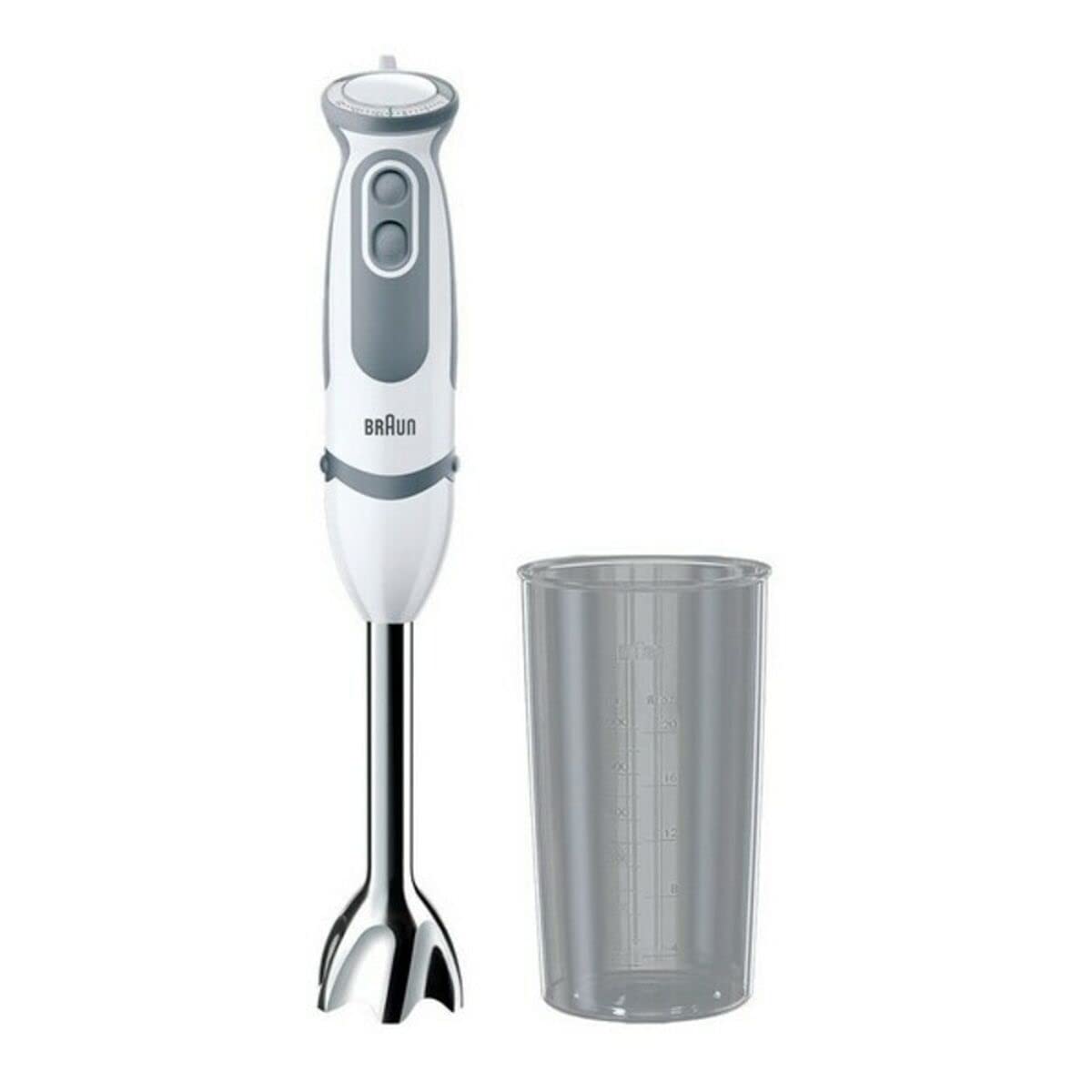 Braun MultiQuick 5 Vario MQ 5200WH, Hand Blender, Puree Blender with Stainless Steel Stand, incl. 600 ml Mixing and Measuring Glass, 1000W, White/Grey - Image 1
