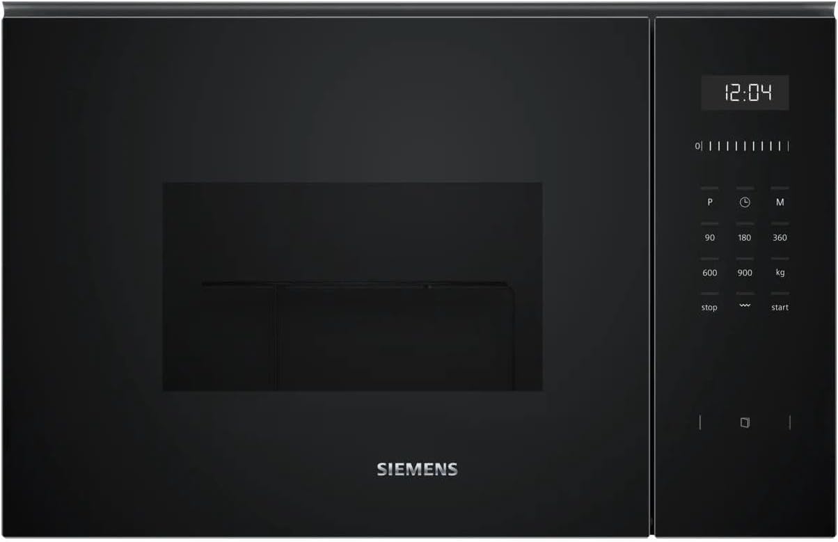Siemens BE555LMB1 iQ500 Four à micro-ondes encastrable avec fonction grill 59 x 38 cm 900 W 25 l de surface de cuisson en acier inoxydable, commande TouchControl, aide au nettoyage hydrolytique - Image 1
