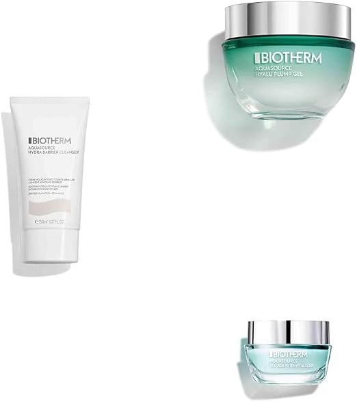 Set of Biotherm, Aquasource Hydra Barrier Cleanser 150 ml + Aquasource Hyalu Plump Gel, Hydrating 48H Enriched with Hyaluronic Acid, 50 ml + Aquasource Total Eye Revitalizer, Eye Gel, 15 ml - Image 1