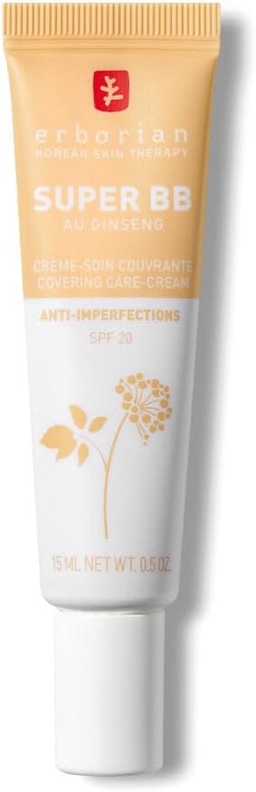 Erborian - Super BB Crème au Ginseng - Soin du Visage Teinté Haute Couvrance Anti-Imperfections - Correcteur et Perfecteur de Teint - Protection Solaire SPF 20 - Cosmétique Coréen - Image 1
