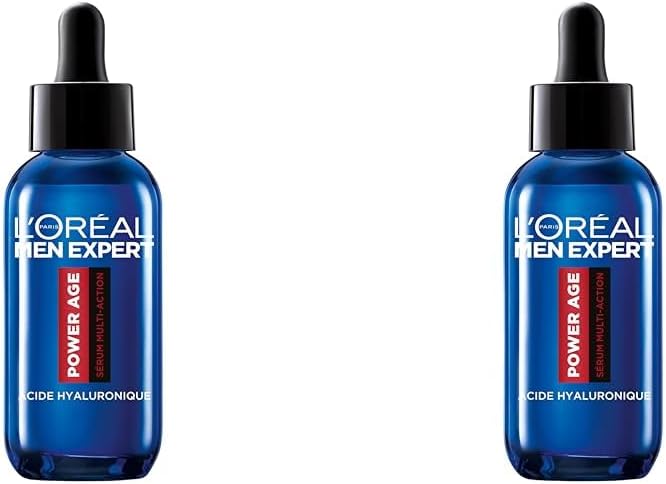 L'Oréal Men Expert - Sérum Visage Multi-Action Hydratant & Anti-Âge pour Homme - À l'Acide Hyaluronique - Pour Tous Types de Peaux - Power Age - 30 ml (Lot de 2) - Image 1