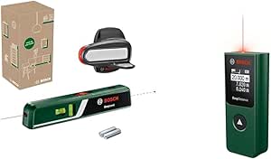 Bosch EasyLevel Bubble Laser Level with Wall Mount & Bosch EasyDistance 20 Laser Rangefinder - Image 1