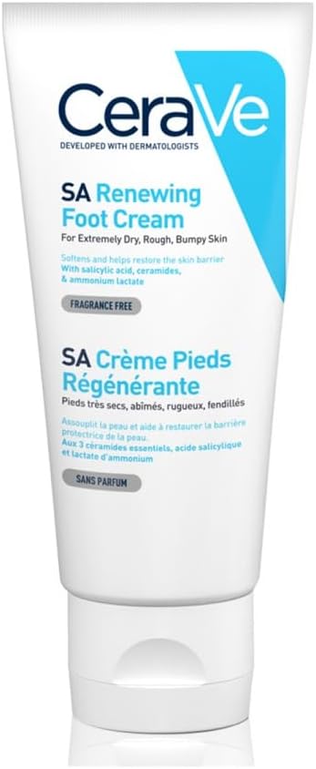 CeraVe - SA Crème Pieds Régénérante - Exfolie, Nourrit, Apaise & Assouplit - Acide Salicylique + Lactate d'Ammonium + 3 Céramides Essentiels - Pieds Secs, Abîmés, Rugueux, Squameux - 2 x 88 ml - Image 1