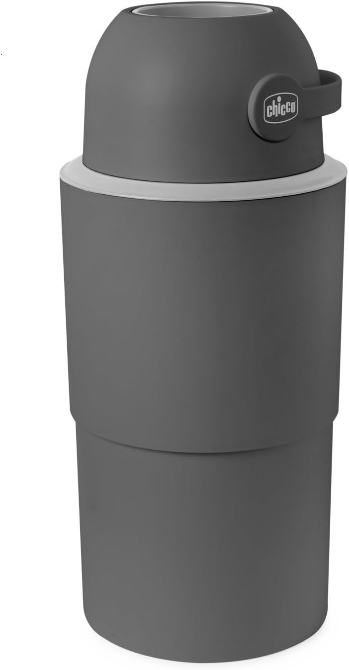 Chicco XL Nappy Bin, Odor Control, Nappy Disposal, Compact and Space-Saving Bin, 15 Odour-Off Bags Included, No Need for Refills, Uses Normal Bags, Grey - Image 1