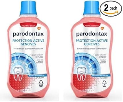 Parodontax Bain de Bouche Quotidien, Protection Active, Pour Les Gencives et Des Dents Saines, Extra Fraiche, Sans Alcool, 500 ml (Lot de 2)