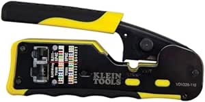 Klein Tools VDV226-110 | Pass Thru Ratchet Crimping Pliers | Decape Cutter Crimps Data Cables | RJ11 RJ12 RJ45 | Durable Steel Construction - Image 1