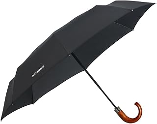 Wood Classic S - 3 Section Auto Open Close Crook Umbrella, 33 cm, noir - Image 1