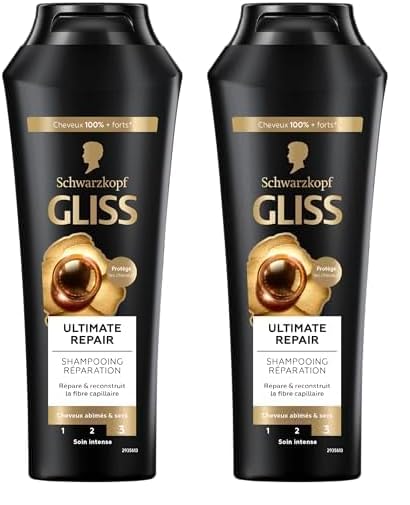 Schwarzkopf - Gliss - Ultimate Repair Shampoo - Dry/Very Damaged Hair - 89% Natural Ingredients - 250ml Bottle (Pack of 2) - Image 1