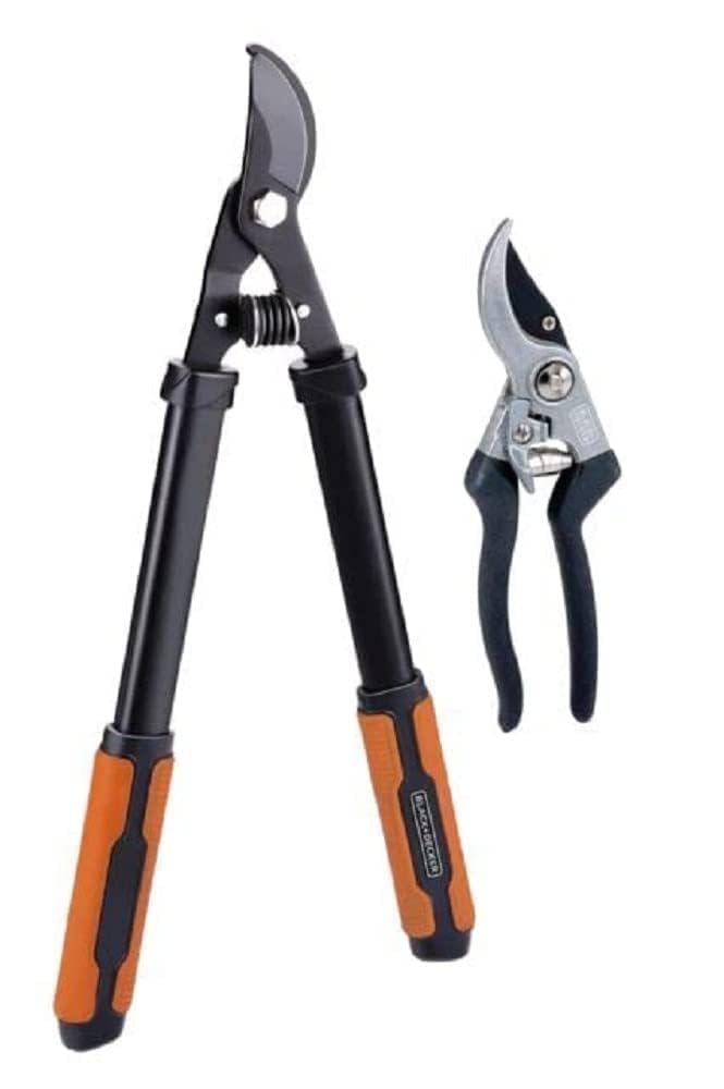 BLACK+DECKER 2 Piece Cutting Tools - 21" Branch Shears - 8" Garden Pruning Shears - Gardening Tools - Black/Orange - Image 1