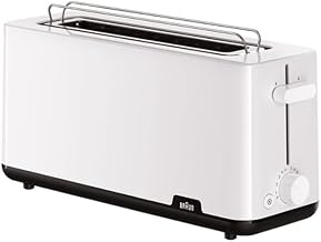 Braun Breakfast HT1110WH Grille-pain avec fente extra longue avec 8 niveaux de grillage, fonctions pour réchauffer et décongeler, plateau pour miettes, fente de 25 cm, puissance 1030 W, blanc - Image 1