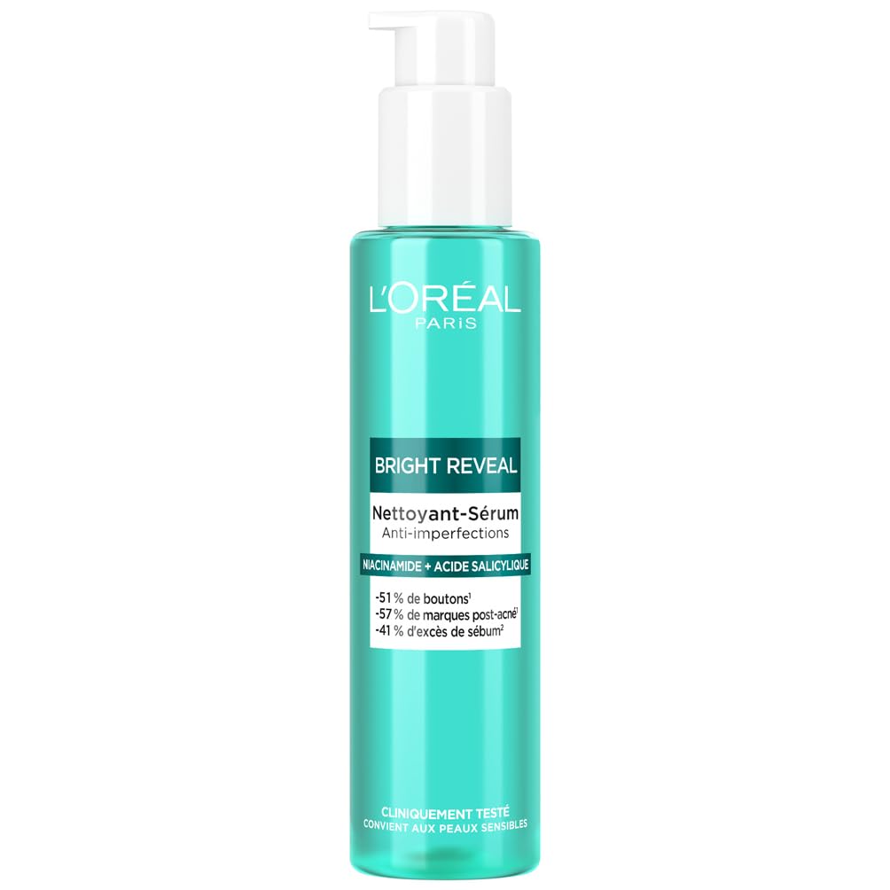 L'Oréal Paris - Anti-Blemish Cleansing Serum - Enriched with Niacinamide and Salicylic Acid - Cleanses Skin & Corrects Spots - For All Skin Types - Bright Reveal - 150ml - Image 1