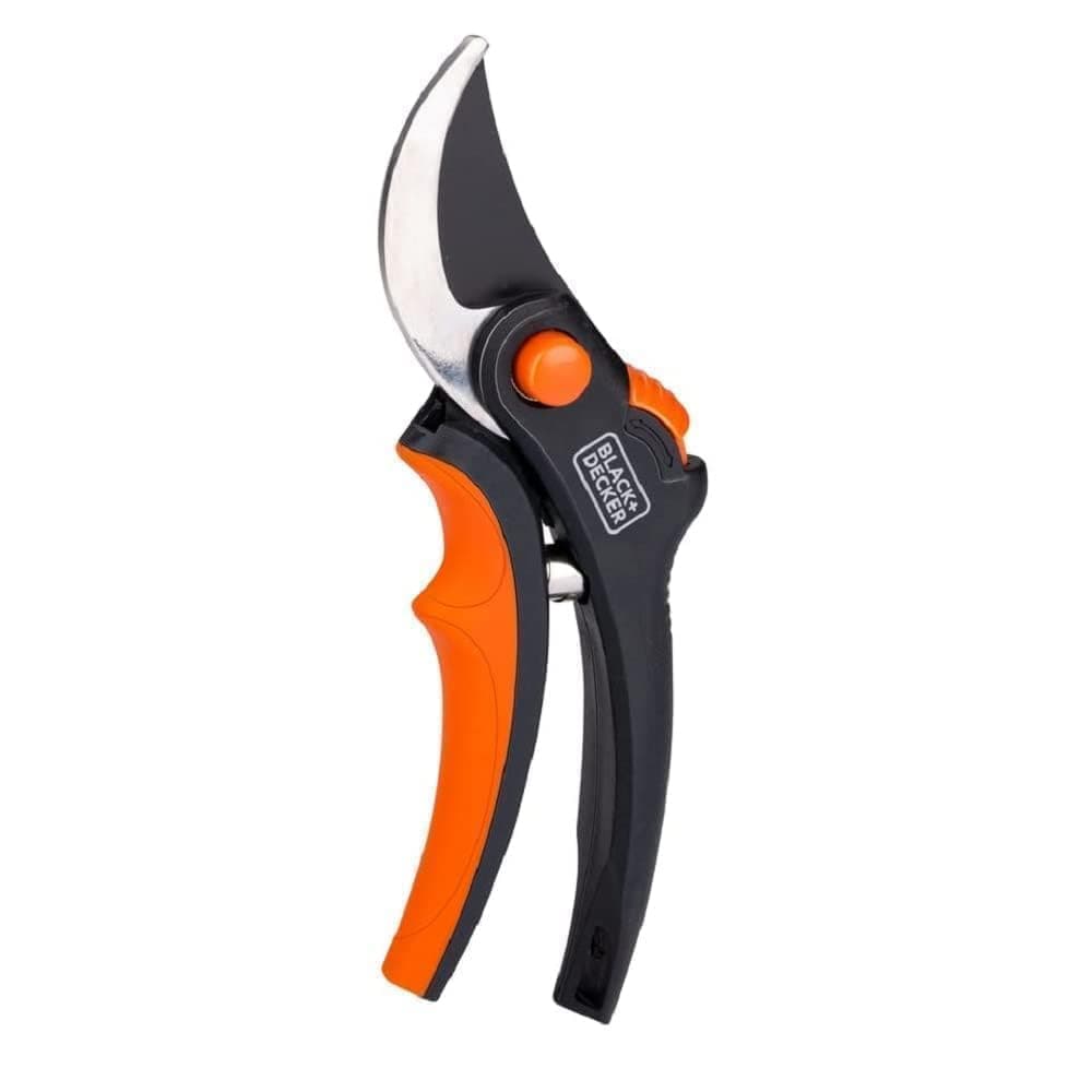 BLACK+DECKER Garden Shears - Wood Scissors - Garden Secator with Hardened Steel Blades - Branches with a Diameter of 13 mm - Size 20.3 cm - Steel - Black/Orange