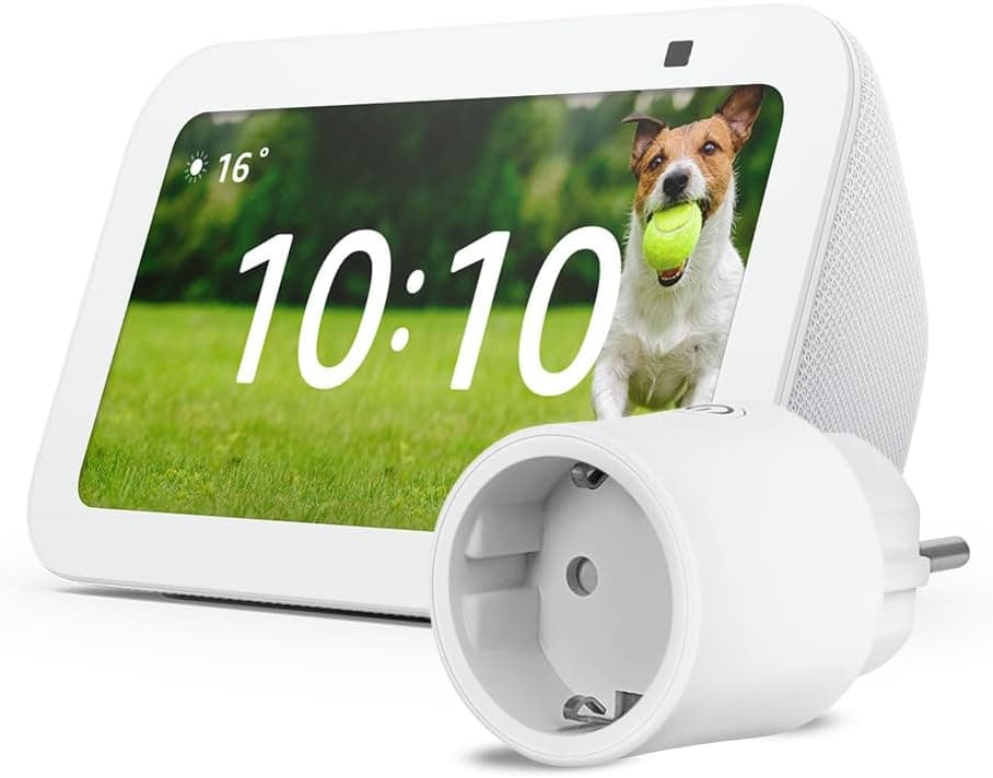 Echo Show 5 (Nouvelle génération) | Blanc + OSRAM SMART+ Prise intelligente avec Matter, Fonctionne avec Alexa - Kit de démarrage Maison connectée