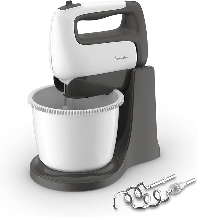 Moulinex HM4641 Prep'Mix+ Electric Mixer 500 W with Stainless Steel Whisks and Dough Hooks, 2.5 L Self-Boating, 5 Speeds and Turbo Adjustment - Image 1