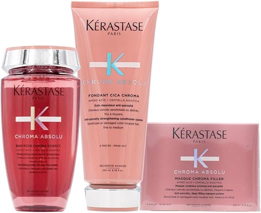 Kerastase Chroma Absolute Bain Riche Shampoo, 250 ml, Chroma Absolu Stärkendes Fondant, 200 ml u - Image 1