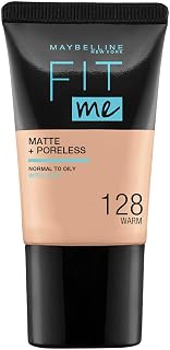 Maybelline New-York - Fond de teint Fluide Fit Me Matte & Poreless - Peaux normales à grasses - Teinte : 128 WARM NUDE - 18ml - Image 1