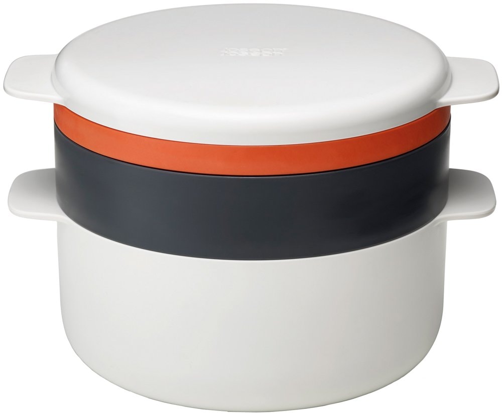 Joseph Joseph - M Cuisine - Set of 4 Stackable Microwaves - White Orange and Grey - Image 1