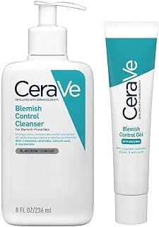 CeraVe Blemish Control Ensemble nettoyant et gel – 2 % d'acide salicylique et de niacinamide – Duo de soins quotidiens anti-imperfections pour peaux grasses et sujettes aux imperfections (nettoyant - Image 1