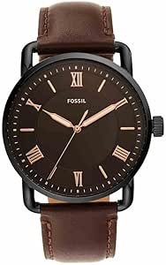 Fossil Montre pour Homme Copeland 42mm, Mouvement à Quartz, boîtier en Acier Inoxydable argenté de 42mm avec Bracelet en Cuir, FS5661 - Image 1