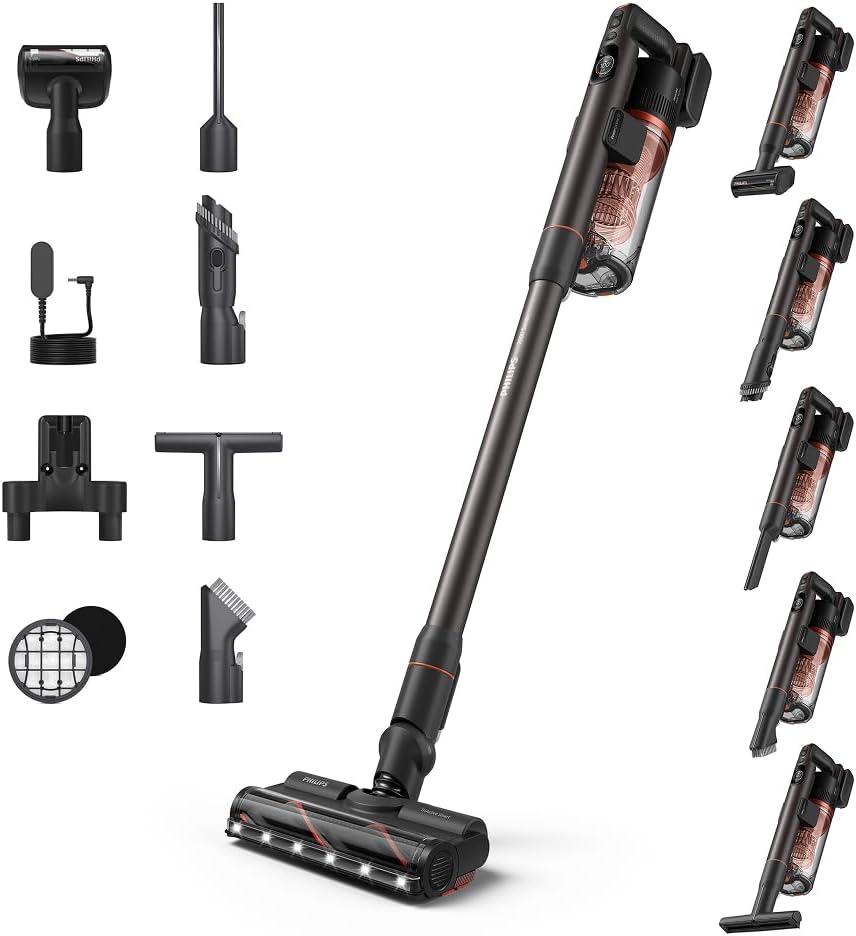 Philips 7000 Series Pet Cordless Vacuum Cleaner - Broom Vacuum Cleaner with Superior Suction Power, 80 Min Battery Life, Floor Type Detection, Anti Tangle Hair LED Tips (XC7065/01) - Image 1