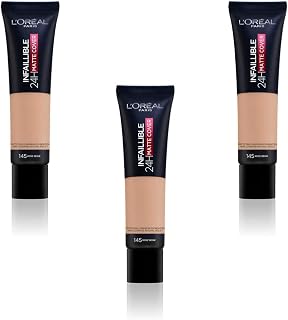 L'Oréal Paris Infaillible 24H Mat Cover Fond de Teint Matifiant - 145 Beige Rosé, lot de 3 (3 x 30ml) - Image 1