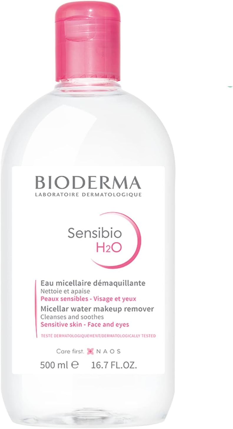 BIODERMA Créaline H2O - The original micellar water, cleansing and make-up remover - Removes makeup, pollen and pollution residues - Sensitive skin - 500 ml bottle - Image 1