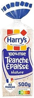 Harry's Pain de Mie Nature Tranché Épais, 100% Mie - Sans Croûte - 500g Pain de Mie Moelleux pour les Petits Déjeuners Savoureux Issu - Le Lot De 4