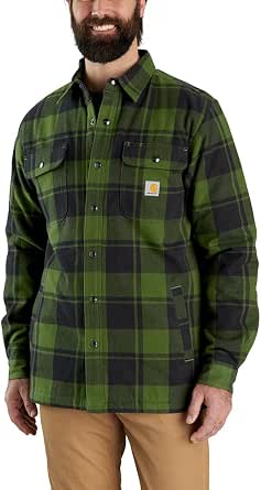 Carhartt Relaxed Fit Heavyweight Flannel Sherpa-Lined Shirt Jac Button Down Shirt (Pack of 1) - Image 1
