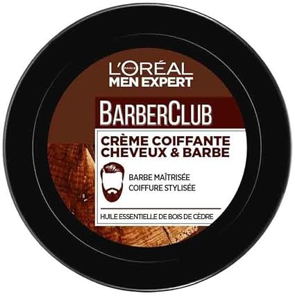 L'Oréal Men Expert BarberClub Hair & Beard Styling Cream for Men with Cedarwood Essential Oil 75 ml - Image 1
